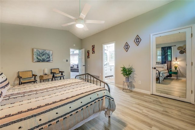 1019 Whippoorwill Rd, Monticello, GA 31064 - bedroom featuring light wood-type flooring, lofted ceiling, and ceiling fan