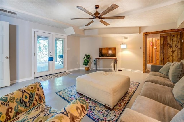 1019 Whippoorwill Rd, Monticello, GA 31064 - living room featuring french doors and ceiling fan