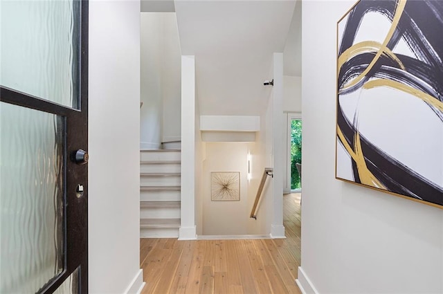 foyer entrance featuring light wood-type flooring