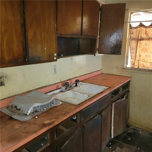 kitchen with dark brown cabinets and sink