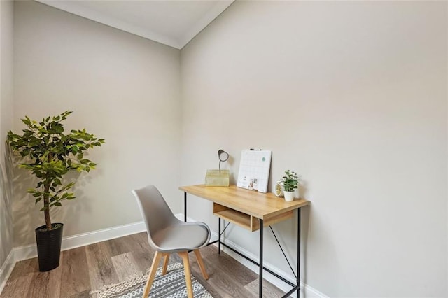 office with wood-type flooring