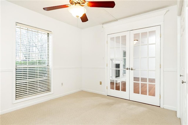 2901 Lenox Way NE Unit 902, Atlanta, GA 30324 - spare room with french doors, carpet flooring, a ceiling fan, and baseboards