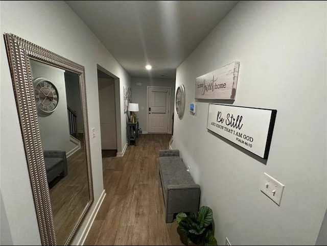 hall featuring dark hardwood / wood-style flooring