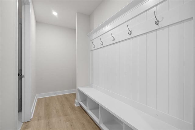 mudroom with light wood-type flooring