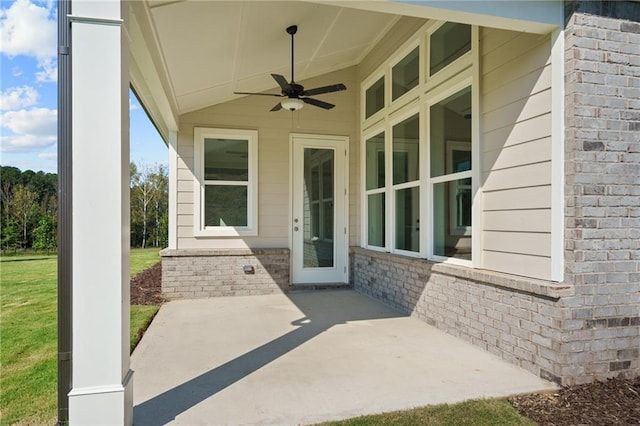 view of patio with ceiling fan