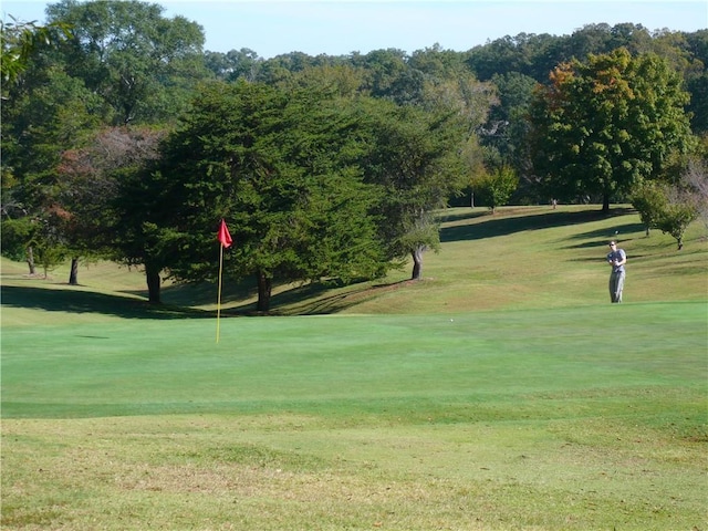 view of property's community with a lawn