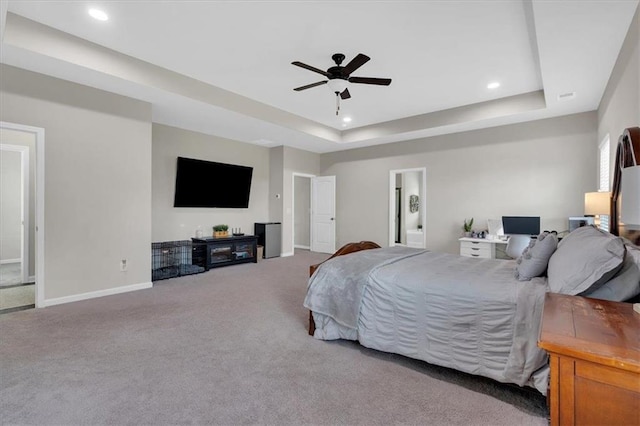 7 Wilmer Way, Cartersville, GA 30120 - carpeted bedroom with a tray ceiling, recessed lighting, and ceiling fan