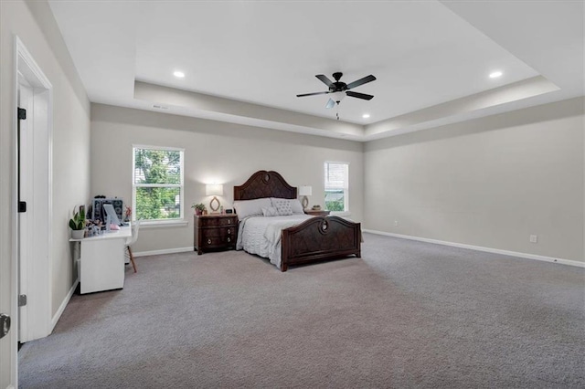 7 Wilmer Way, Cartersville, GA 30120 - bedroom with a raised ceiling, a desk, multiple windows, carpet flooring, and recessed lighting