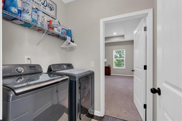7 Wilmer Way, Cartersville, GA 30120 - washroom featuring independent washer and dryer, carpet floors, and recessed lighting