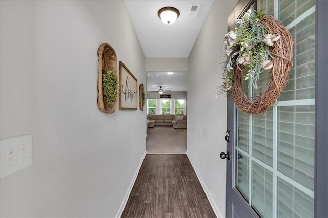 7 Wilmer Way, Cartersville, GA 30120 - corridor featuring baseboards and dark wood finished floors