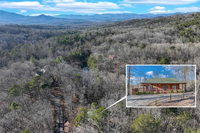 aerial view featuring a mountain view