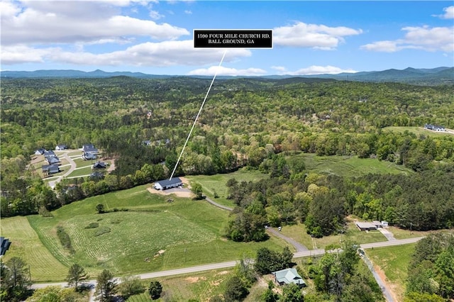 drone / aerial view with a mountain view