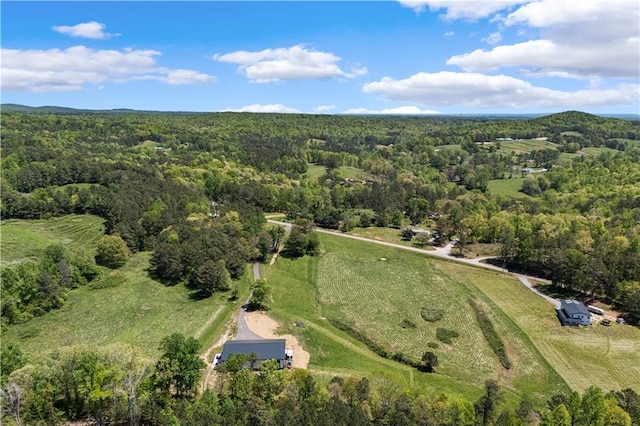 birds eye view of property featuring a rural view