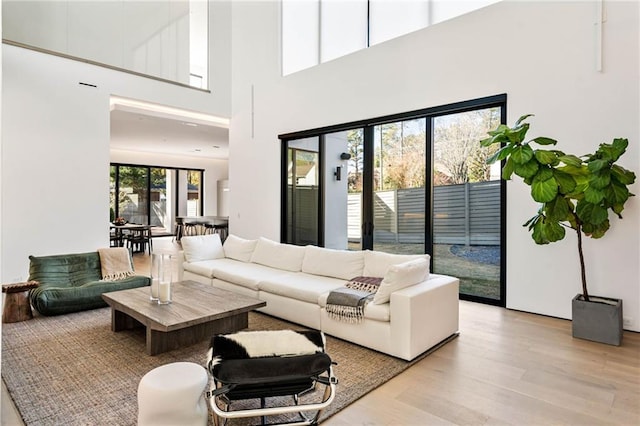 living room featuring light wood-style flooring