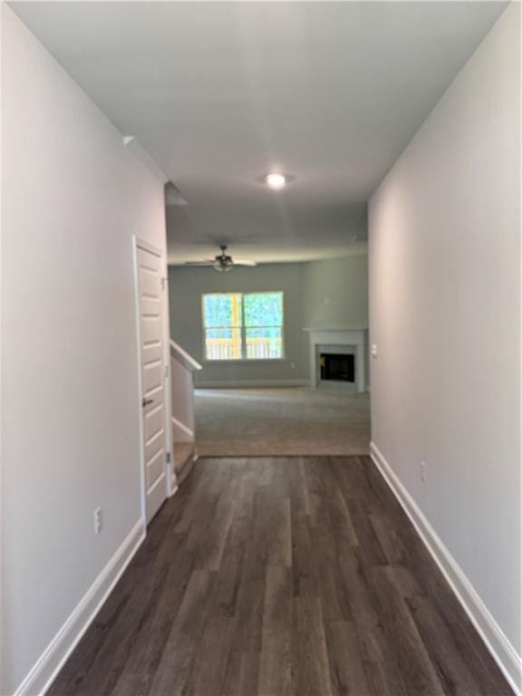 corridor with dark wood-type flooring