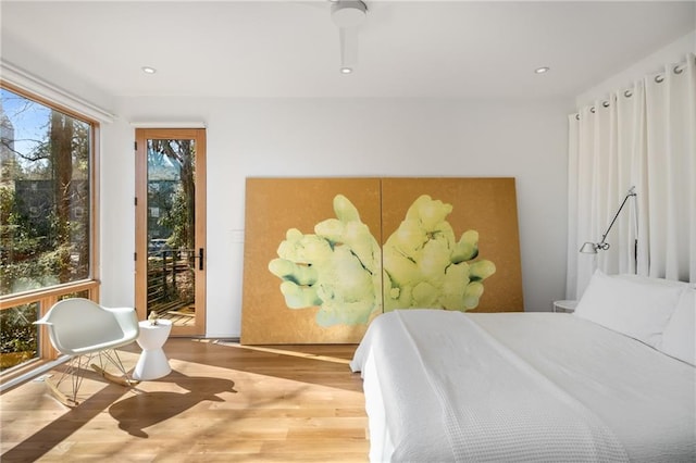 bedroom featuring light hardwood / wood-style flooring