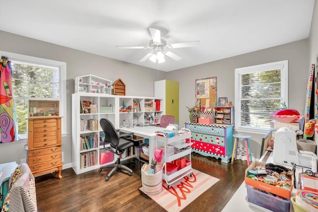 5400 Francis Ave, Stone Mountain, GA 30087 - home office with wood finished floors, a ceiling fan, and plenty of natural light
