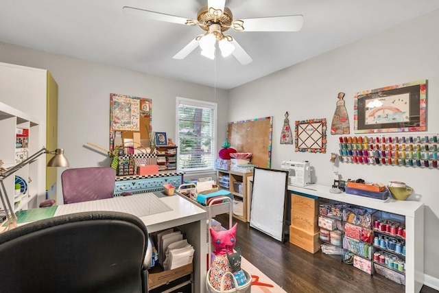 5400 Francis Ave, Stone Mountain, GA 30087 - office featuring dark wood finished floors and ceiling fan