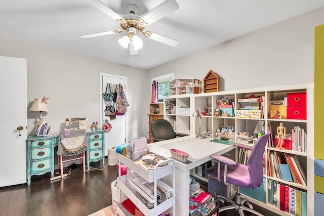5400 Francis Ave, Stone Mountain, GA 30087 - home office with a ceiling fan and wood finished floors
