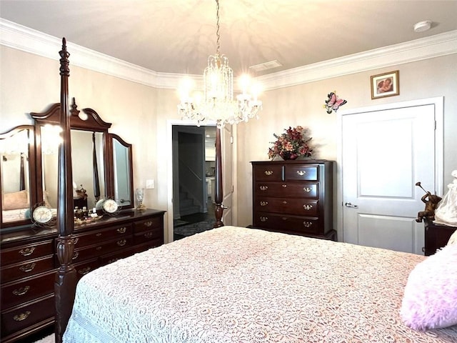 bedroom with crown molding