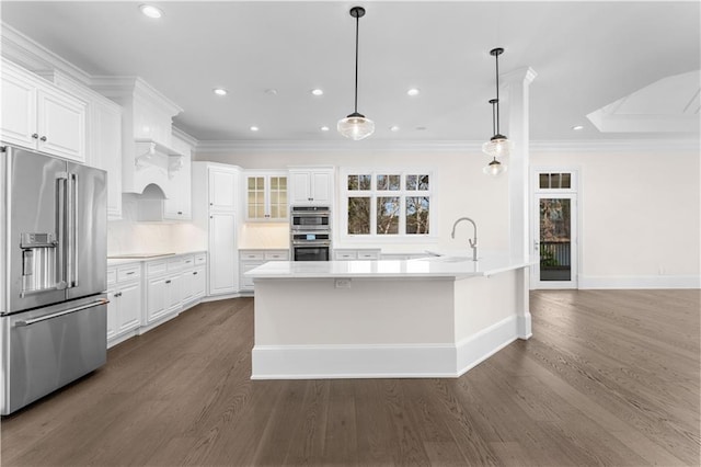 1070 Prosperity Pt, Greensboro, GA 30642 - kitchen featuring appliances with stainless steel finishes, dark wood-style floors, recessed lighting, a sink, and white cabinetry