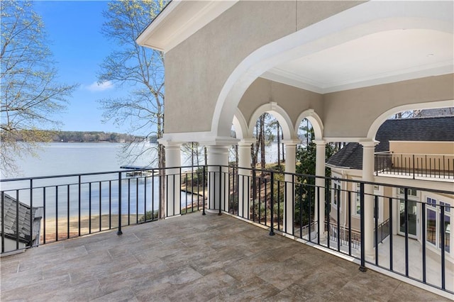 1070 Prosperity Pt, Greensboro, GA 30642 - view of patio with a water view and a balcony