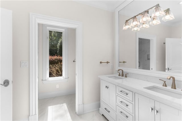 1070 Prosperity Pt, Greensboro, GA 30642 - full bath with double vanity, baseboards, and marble finish flooring