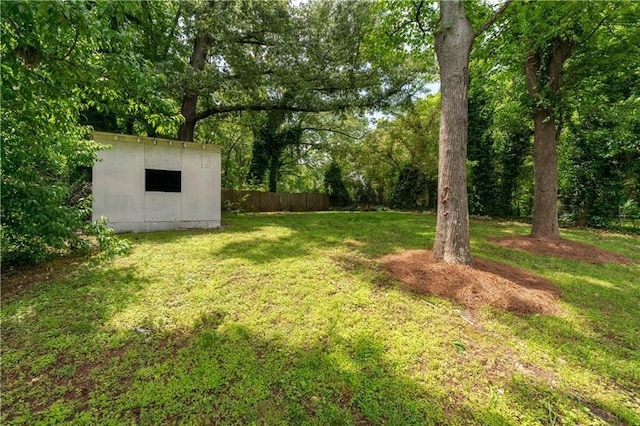 view of yard with a shed and an outbuilding