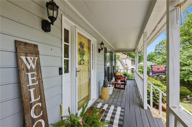 deck with covered porch