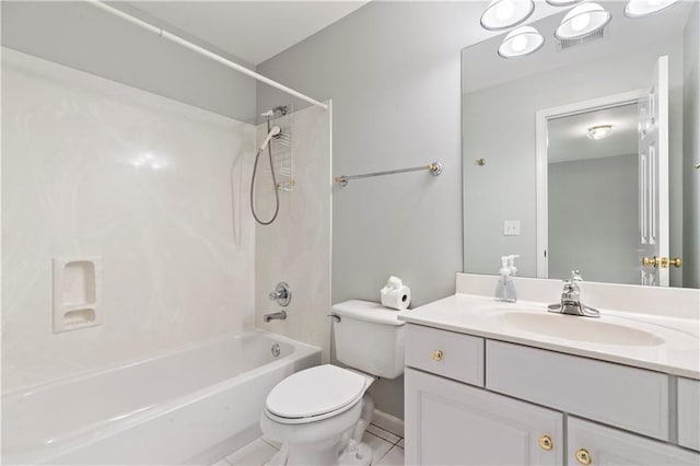 915 Summer Wind Pl, Roswell, GA 30075 - bathroom featuring toilet, washtub / shower combination, vanity, and tile patterned flooring