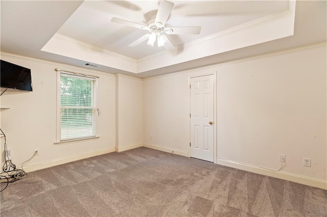 915 Summer Wind Pl, Roswell, GA 30075 - carpeted spare room with a raised ceiling, crown molding, a ceiling fan, and baseboards