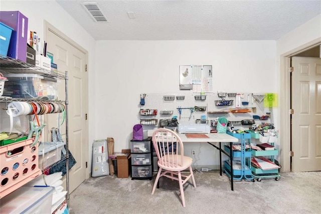 view of carpeted office space