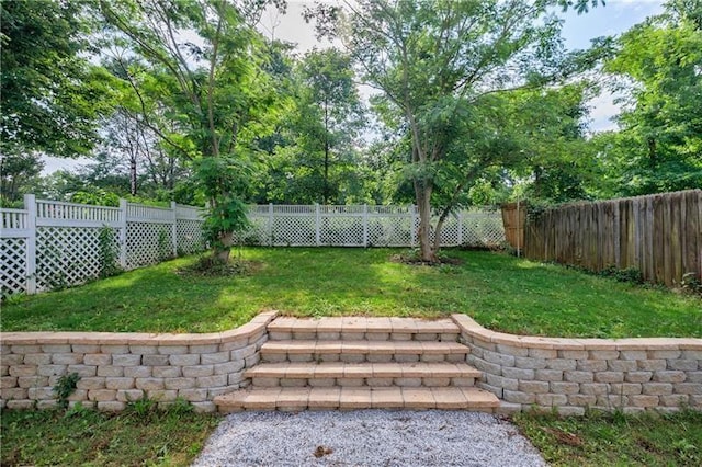 view of yard featuring a fenced backyard