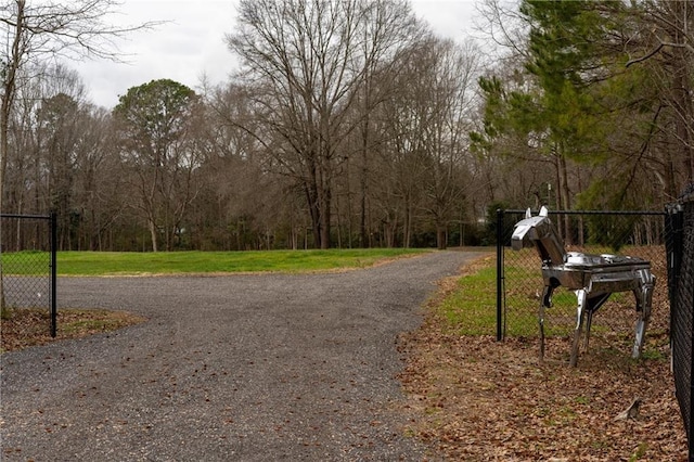 view of home's community with fence and driveway