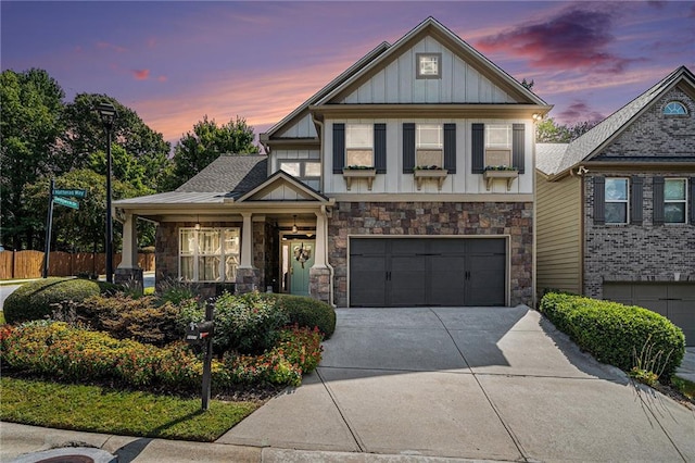 craftsman-style home with a garage