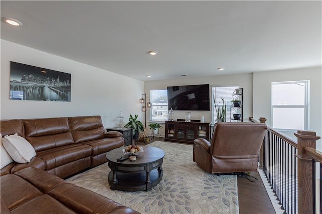 living room with hardwood / wood-style floors