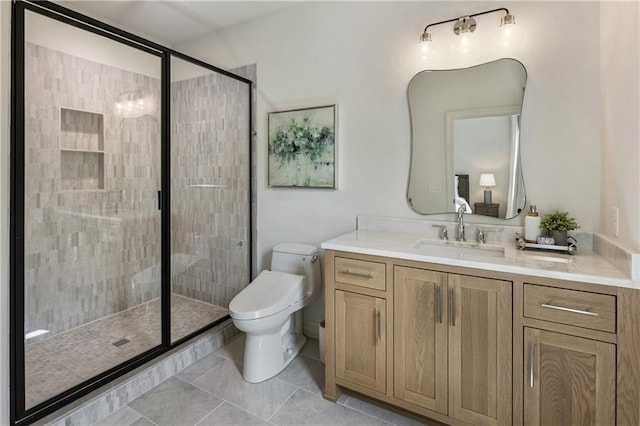320 Shady Grove Ln, Alpharetta, GA 30009 - full bath featuring a shower stall, toilet, vanity, and tile patterned flooring
