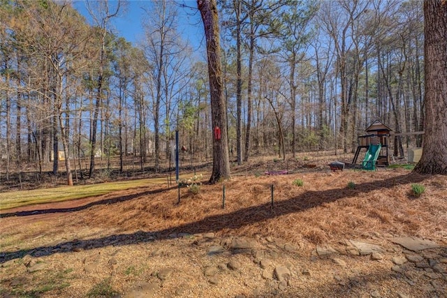view of yard with a playground