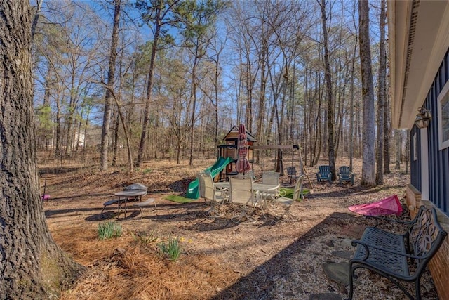view of yard with a playground