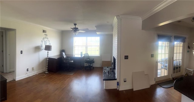 750 Dalrymple Rd Unit G3, Atlanta, GA 30328 - home office with wood finished floors, ceiling fan, ornamental molding, and baseboards