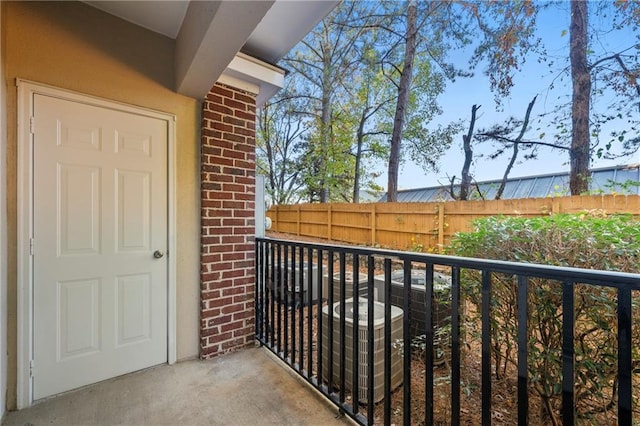 balcony with central AC unit