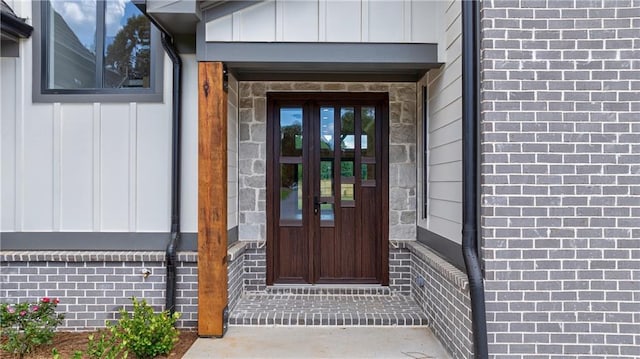 doorway to property with french doors