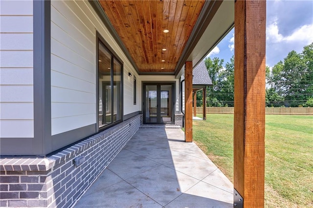 view of patio / terrace featuring french doors