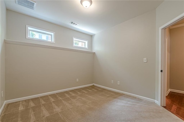 basement with light carpet