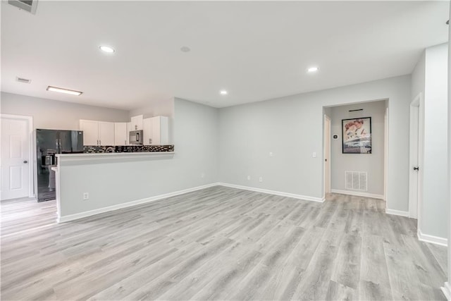 unfurnished living room featuring light hardwood / wood-style floors