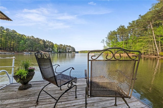view of dock featuring a water view