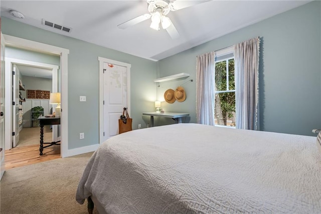 bedroom featuring recessed lighting, light wood-style floors, and baseboards