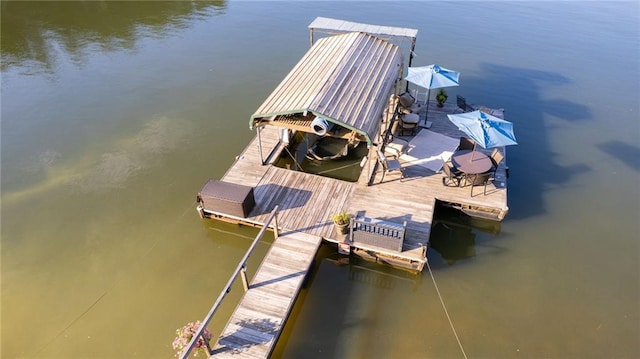 view of dock featuring a water view