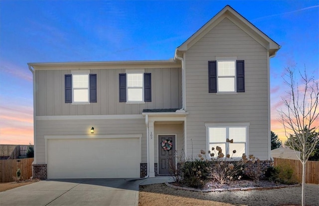 view of front property with a garage