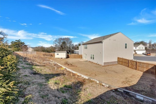 exterior space featuring a storage shed